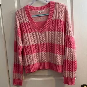 🌸🌸 Blu Pepper Pink Stripe Cable Knit Sweater. Size M